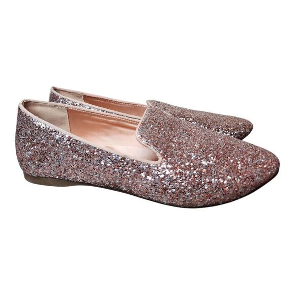 Birdies Starling Shoes Pink Sparkle Glitter Flats Loafer Slip On Womens Size 6.5 - Picture 1 of 13